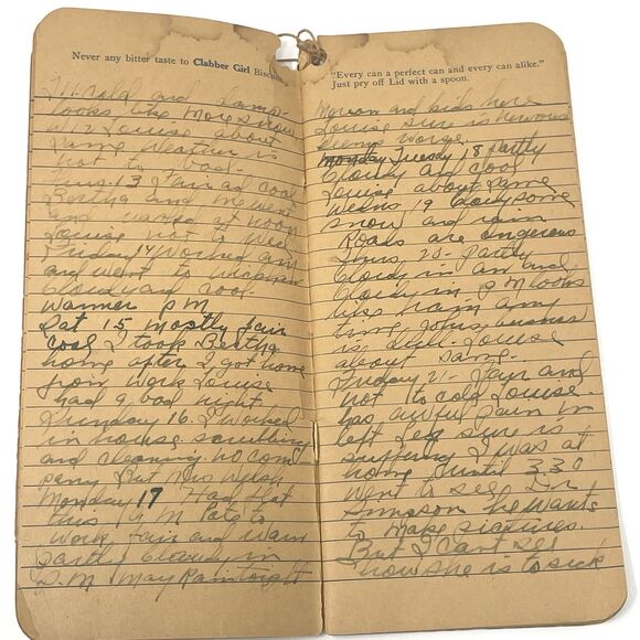 Vintage Clabber Girl Baking Powder Recipe Booklet Note Book with Writing In It - Picture 4 of 11